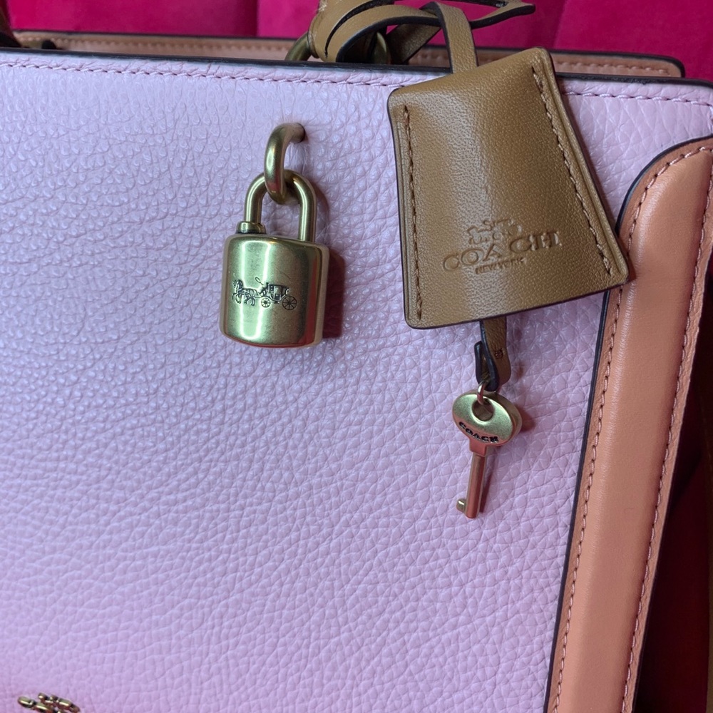 Coach Zoe Color Block Leather Handbag Pink NWOT - Picture 2 of 8
